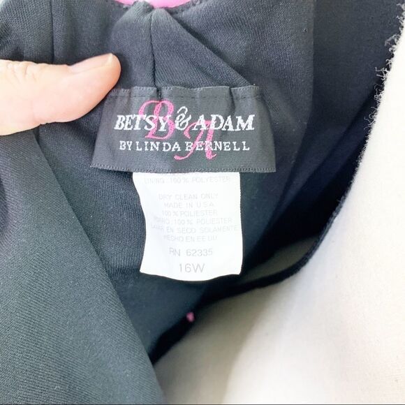 Betsey and Adam Vintage Black Spaghetti Strap Cocktail Dress w/Pink Piping  16W - Picture 10 of 12